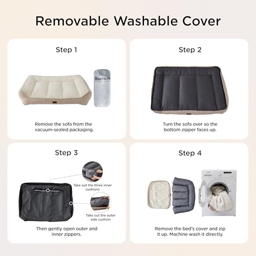 Bedsure SupportMax™ XL Orthopedic Dog Beds Large Sized Dog - Extra Thick Supportive Dogs Couch with Waterproof Washable Cover, Extra Large Comfort Pet Sofa with Soft Sherpa & Nonskid Bottom, Grey, 42"
