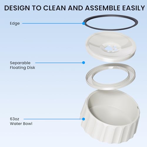 FORWH Dog Water Bowl No Spill 70oz/2L Large Capacity Dispenser Non Slip No Splash Bowl Pet Slow Feeder No Drip Dog Water Bowl on Vehicle Slow Water Bowl for Dogs and Cats