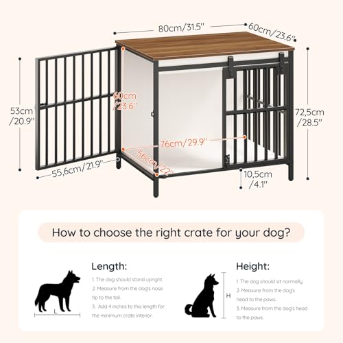 HOOBRO Dog Crate Furniture with Sliding Barn Door, Dog Kennel Indoor for Small/Medium Dogs, Heavy Duty Dog Cage with 2 Doors, End Table for Living Room, Bedroom, Rustic Brown and Black BWH73GW03