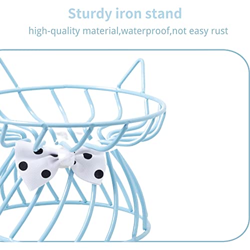 Raised Cat Food Bowl - Elevated Feeder Stand with Shallow Ceramic Dish, Whisker-Friendly No-Spill Water Bowl