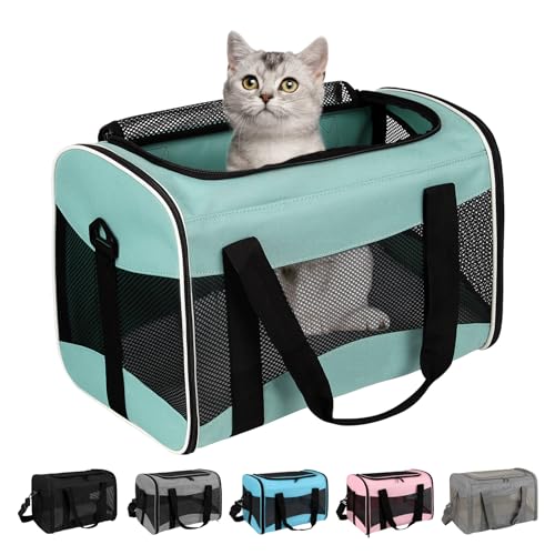 Cat Dog Carriers Soft-Sided Pet Carrier Large Cats for Medium Big Cat Small Dog Puppy up to 16lbs TSA Airline Approved Animal Collapsible Cat Carrier Carriers Travel Carrier Cat Bag (17x11x11)
