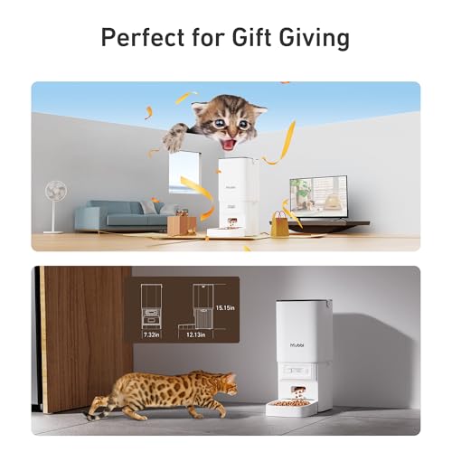 Automatic Cat Feeder - 7L/29 Cups Cat Food Dispenser with Desiccant Bag, 1–6 Meals, Ideal for 2–15mm Dry Food, Auto Pet Feeder with Dual Power Supply, Automatic Dog Feeder for Small Medium Breed