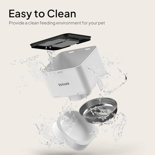 VOLUAS Automatic Cat Feeders - Timed Pet Feeder for Cats and Dogs with Dry Food Dispenser, Desiccant Bag, Programmable Portion Control, 4 Daily Meals, 10s Voice Recorder