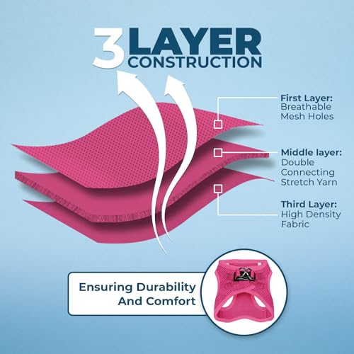Best Pet Supplies Voyager Step-in Air Harness - All Weather Mesh, Reflective, No Pull Harness for Dogs, Cats - Secure with Hook & Loop Fastener, Buckle, Double D-Rings - Fuchsia, S