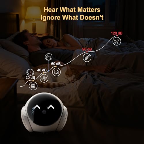 XZI Movable Indoor Robot Camera, Family Bot Security for Cat/Dog/Pet/Elderly, Robot Camera on Wheels with Auto-Recharge, 2-Way Talk, Night Vision, Motion Detection, Phone App