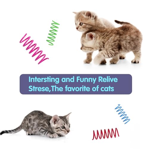 Kitys Fatch 12PCS 12Colors Cat Spring Toys for Indoor Cats, Interactive Coil Springs for Self Play, Durable Heavy Plastic Cat Spiral Spring, Hunting, Biting, Swatting Creative Kitten Toy.