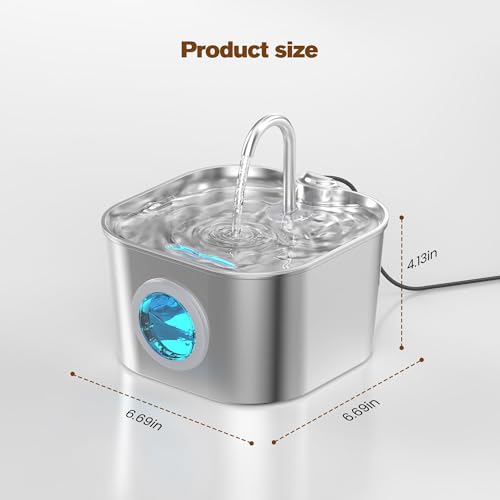 Cat Water Fountain Stainless Steel: Pet Fountains for Cats/Dog Indoor Automatic Waterer Bowls for Drinking Small Animal Water Dispenser Metal Pets Watering Faucet Bottle Auto Kitty Watering Supplies