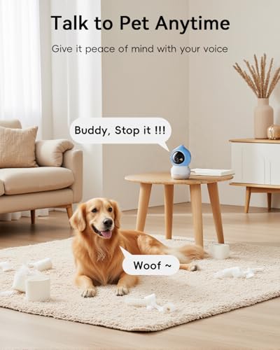 ZUMIMALL Pet Camera Indoor, 5G/2.4G WiFi Camera for Dog/Cat with Play Toy, 2K Pet Security Cameras with Phone App, 2-Way Talk, Auto Tracking, Pet/PIR/AI Detection, Privacy Protect, Alexa/ONVIF/Cloud