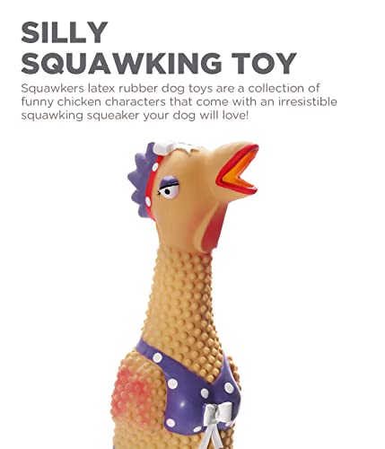 Outward Hound by Charming Pet Squawkers Henrietta Latex Squeaky Rubber Chicken Dog Toy, Funny Interactive Holiday Toy for Dogs, Small Size