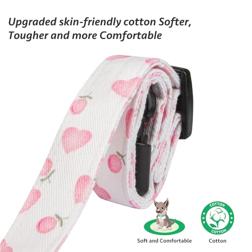 Cotton Handmade Dog Collar Cute and Distinctive Patterns White and Pink Love Heart with Pendant for Girl Boy Dogs Collars S