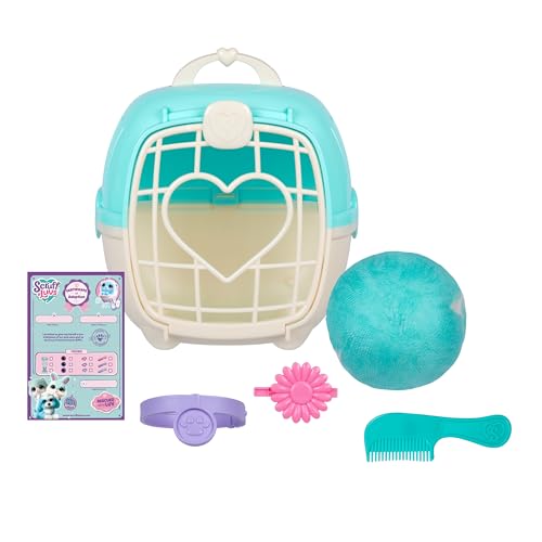 SCRUFFALUVS Blue Surprise Pet, Mystery Plush Toys, Stuffed Animals, Wash to Reveal 1 of 3 Rescue Surprise Toy Pets: Puppy, Bunny, or Kitty - Includes 8.7" Deluxe Carrier - Styles May Vary