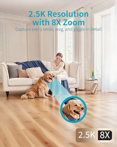 VIMTAG 2.5K Pan/Tilt Cameras for Home Security, Wired Indoor Camera for Pet/Dog/Cat/Baby/Nanny with Phone App, Motion Tracking, Night Vision, 2-Way Audio, AI Detection, 5GHz/2.4GHz WiFi, Works w/Alexa
