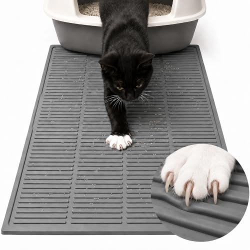 PetNova Durable Cat Litter Mat: Fewer Holes Edge Tears & Replacements | Large Thickened Silicone Mat Tested with 1,000+ Scratch Motions