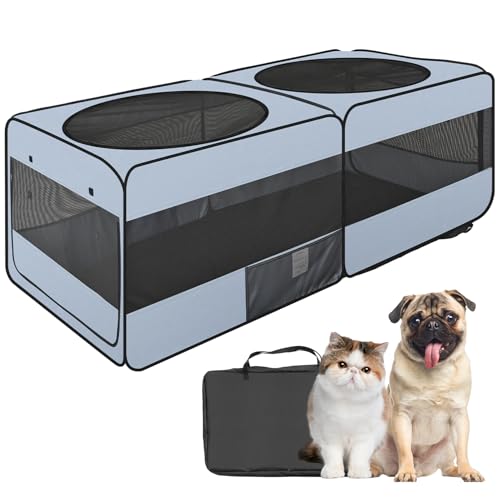 2-in-1 Dog Playpen, 58''Pop Up Cat Puppy Pet Playpen Indoor/Outdoor Cats Enclosed, Cat Dog Tent Crate Cage Kennel, Portable Playpen for Kitten, Small Animals Play Pen(No Divider, Unified Space)