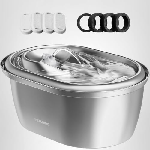 PETLIBRO Stainless Steel Cat Water Fountain, 101oz/3L Pet Water Fountain for Cats Inside, Food-Grade Dog Water Fountain, Automatic Cat Water Dispenser