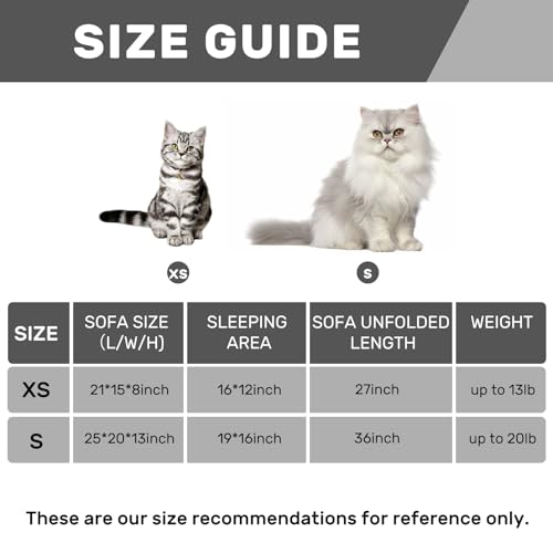 Hollypet Cat Bed Fluffy Plush Multifunctional Double-Layer Machine Washable Soft Warming Kitty Pet Couch Orthopedic Nest Beds for Small Cats Kitten and Dogs up to 13lbs, Khaki(21x15x8 inch)