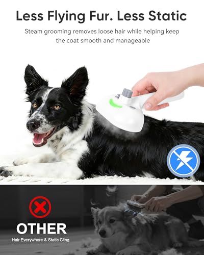 Pet Steam Brush Dog Cat 2026 New Grooming Comb for Shedding, Floating Hair, Smooth & Detangling, Gentle Cool Mist Softens Hair Reduces Static Helps Pets Who Dislike Bathing,Includes Waterless Shampoo