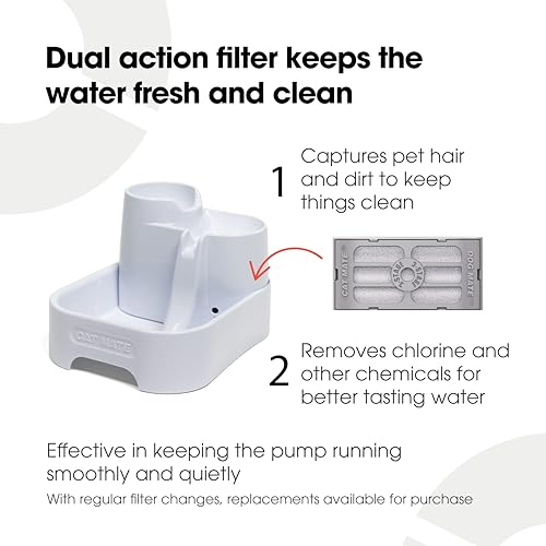 Cat Mate Multi-Level Pet Water Fountain (335) - BPA and BHT Free 3-Stage Filter, for Cats & Small Dogs, Quiet and Hygienic Drinking Fountain, 70 fl. Oz Capacity
