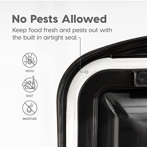 IRIS USA Airtight Dog Food Storage Container, WeatherPro, Up to 10 lbs, for Dog Cat Bird and Other Pet Food Storage Bin, Keep Fresh, Translucent Body, Made in USA, Clear/Black