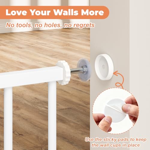 Cideny Baby Gate No Drilling, 29"-40" Auto Close Dog Gate Indoor for Doorways & Stairs, Pressure Mounted Adjustable Pet Gate, Easy Walk Through Child Gate for Children & Pets Stroller Friendly, White