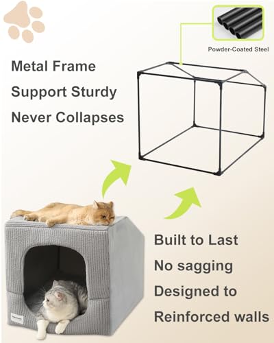 Hovicaed Indoor Dog House for Extra Large Medium Small Sized Dogs - Dog Tent with Washable Removable Cover, Pet Orthopedic Dog Cave Bed Egg-Crate Foam Cushion, Inside Dog House Large Space(L)