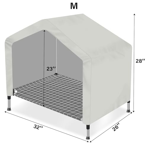 Elevated Dog House for Outdoor or Indoor - Waterproof Dog Tent Cat House, Dog Sunshade Tent, Pet House with Removable Cover, Suitable for Medium Cats Dogs