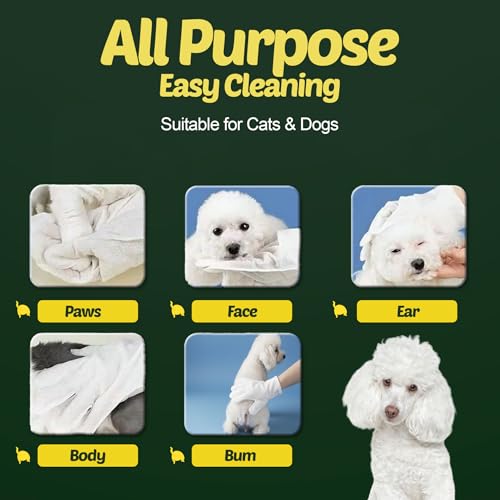 Petazy Pet Wipes for Dogs and Cats – 400 Count (8x8in) Hypoallergenic, Deodorizing Dog Wipes for Paws, Ears and Butt | XL with Aloe & Coconut Oil, Lavender Scented | Includes 4 Grooming Glove Wipes