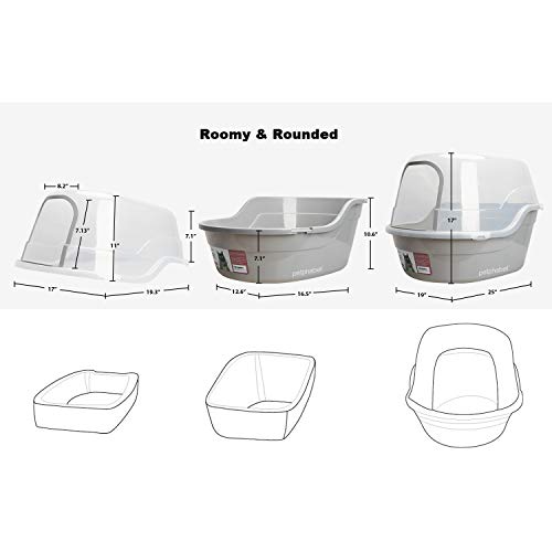 Petphabet Jumbo Hooded Cat Litter Box, Extra Large Gray