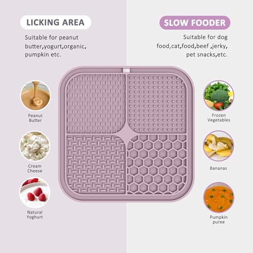 ChefAide 2 Pack Lick Mat for Dogs,Cats,Upgraded 8.5×8.5 inches Licking Mats with Suction Cups,Slow Feeder Licking Pad for Anxiety Relief and Boredom Reducer,Suitable for Dog Training Set 4