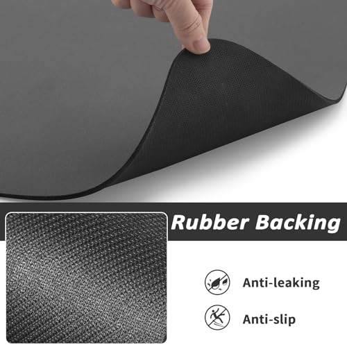 HotLive Dog Food Mat - Absorbent Cat Mat for Food and Water, No Stains Pet Feeding Bowl Mat, Easy to Clean Pet Placemats, Quick Dry Dog Water Dispenser Mat for Messy Drinkers | Dark Grey 12"x 19"