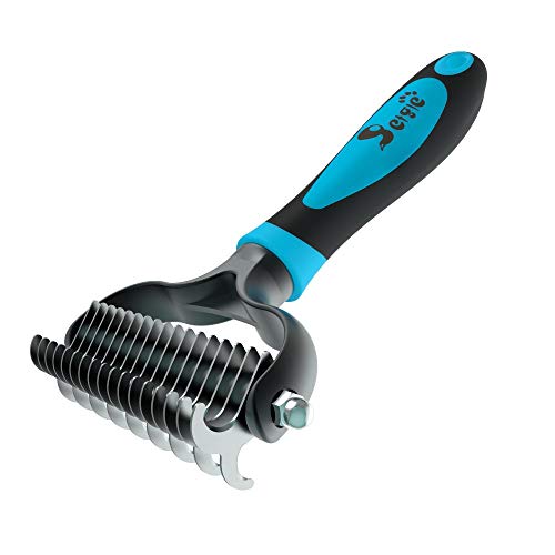 Deshedding 2-Sided Pet Grooming Tool for Cats & Dogs with Thick, Curly, and Wiry Hair - Dematting for Mats & Tangles, Reduces Shedding