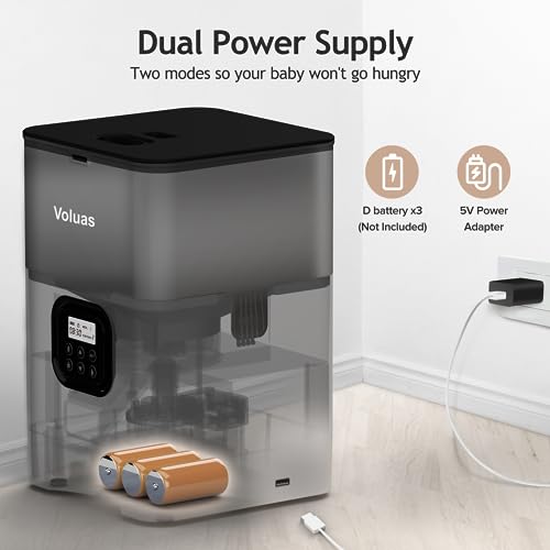 VOLUAS Automatic Cat Feeders - Pet Dry Food Dispenser with Timer, Automatic Cat Feeders with Desiccant Bag, Programmable Portion Size Control 4 Meals Per Day, 10s Voice Recorder