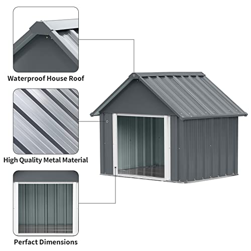 RYPetmia 34 X 38 X 35 Inch Metal Dog House, Indoor Outdoor Doghouse for Medium Large Dogs, Weatherproof Puppy Shelter, Sturdy and Long-Lasting Dog Houses