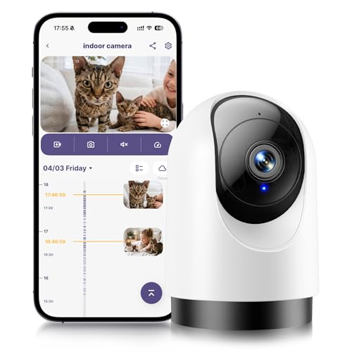 YOTON Indoor Security Camera, 2.4/5GHz, 2K 360° Wi-Fi Baby Monitor & Pet Camera w/Motion Tracking, 2-Way Audio, Night Vision, SD/Cloud, Works with Alexa & Google Home