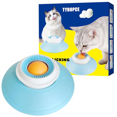 TYBOPCE Slow Feeder cat Bowl, Interactive Licking Bowl for Wet & Liquid Food, Cat Puzzle Feeder, Non-Slip Cat Food Bowl for Slow Eating, Anxiety Relief Cat Slow Feeder Bowl （Yellow Ball）