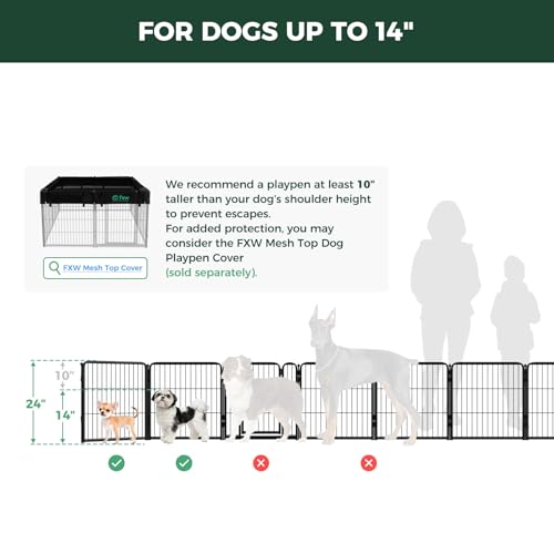 FXW Homeplus Unleashed Indoor Dog Playpen - Stress-Free and Safe Play, Heavy Duty 24 Inch 6 Panels Dog Pen for Puppy and Small Dogs, Black│Patented