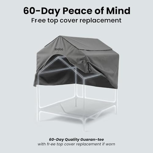 Zooba 42” Outdoor Dog House for Large Breeds, Durable Large Dog Shelter with Weatherproof 600D PVC Canopy, Breathable 2x1 Textilene Fabric Elevated Dog Bed, XL Dog Kennel for Outside Use