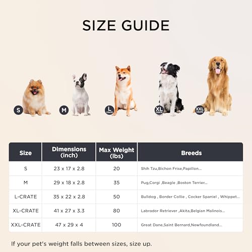 Bedsure ComfyFleece Dog Beds Large Sized Dog- Orthopedic Pet Beds for Crate with Removable Machine Cover, NOT Waterproof Egg Crate Foam Puppy Mat for Pets Up to 50 lbs, 35x22x2.8, NOT Chewproof