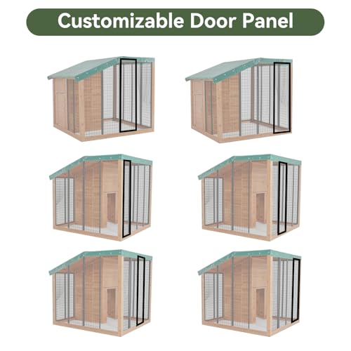 Aoxun 7' x 5' Large Outdoor Cedar Wood Dog House, Weatherproof Dog Kennel with Roof, Rear Door, Secure Lock & Built-in Storage for Medium to Large Dogs