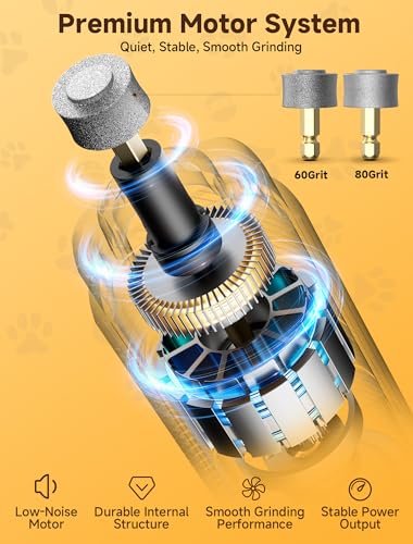 Ckin pet Dog Nail Grinder, Quiet Electric Dog Nail Trimmer with 2 LED Lights, 3-Speed Pet Nail Grinder for Dogs & Cats, Rechargeable 2000mAh Nail Grinder for Small Medium Large Dogs with Light, White