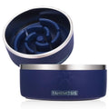 FAHRMOSIS 32 Oz Dog Bowl with Slow Feeder Insert Stainless Steel Pet Water Bowl for Medium & Large Breed Non Slip Rubber Base & Plastic Puzzle Feeder - Navy Blue