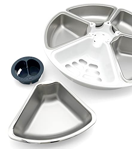 Closer Pets C500 5 Bowl Digital Timer-Controlled Automatic Pet Feeder - 5-Meal Feeder with Stainless Steel Bowl and Ice Packs, Wet or Dry Food, 5 Meals Up to 0.73 lb Each, White