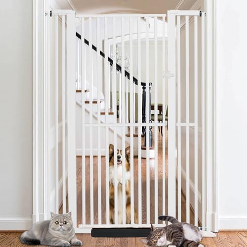 SHYUJAJIE 71 Inch Extra Tall Pet Gate for Cats, 29.5-43" Adjustable Wide Dog Gates, Pressure Mounted Walk Through Tall Cat Gate for Doorways,Hallway,Stairs,House（White）