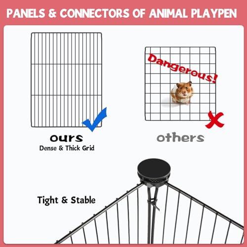 32 Panels Small Animal Playpen,47.5" x 23.7" x 31.5" Pet Playpen with Upgrade Waterproof Mat,C&C Cage for Guinea Pigs, Rabbit/Bunny Cage, Bunny/Puppy Play Pen, Indoor Outdoor Portable Metal Fence