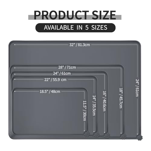 Reopet Waterproof Pet Feeding Mat, Non-Slip Silicone Placemats for Dog Cat Food and Water Bowl, High Raised Edges to Prevent Spills and Protect Floors