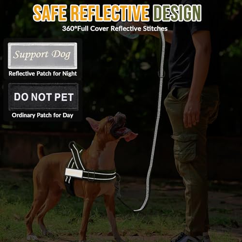 Lukovee No Pull Dog Harness and Leash Set - Adjustable Soft Padded Vest with Front Clip for Easy Control, Reflective Durable Harness for Safe Daily Training Walking for Medium Large Dogs (L, Green)