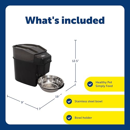 PetSafe Automatic Cat Feeder - Healthy Pet Simply Feed - Automatic Pet Feeder for Cats & Dogs - Timed Pet Feeder with Programmable Portion Control - Holds 24 Cups of Dry or Semi-Moist Dog or Cat Food