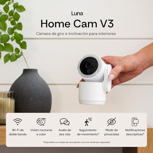 Luna 2K Indoor Cameras for Home Security, 2.4GHz & 5GHz WiFi, 360-Degree Pan-Tilt, Built-in Spotlight, Human Auto Tracking, Siren, Pet/Dog/Baby Camera with Phone app, Black (2026 Upgrade Version)