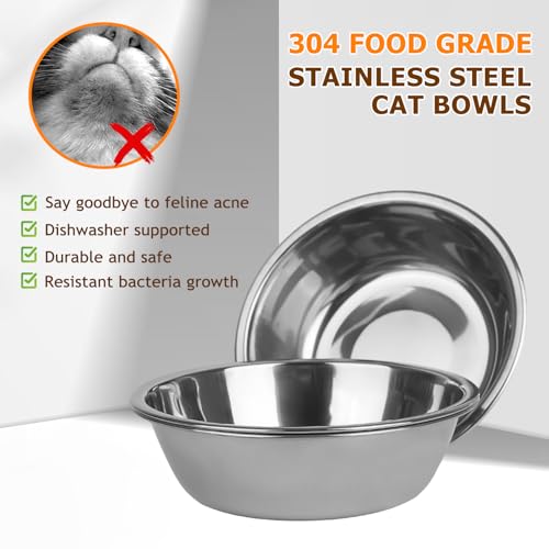 Elevated Cat Bowl, 15° Tilted Cat Bowl Stand with 3 Stainless Steel Bowls for Indoor Cats and Pet, Raised Cats Bowls for Food and Water