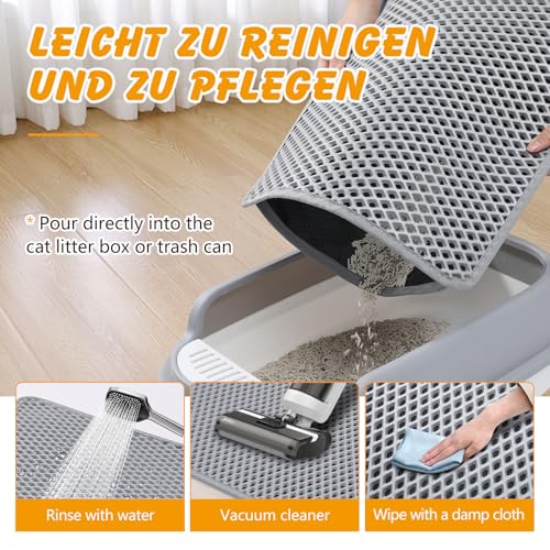 Double Layer Cat Litter Mat, 24x15 Inch Waterproof Litters Box Mat, Non-Slip Cat Mat for Litter Box